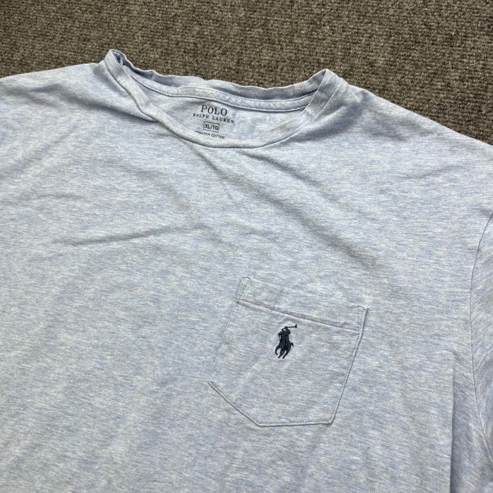 Polo Ralph Lauren Stretch Cotton Pocket Heather Blue Tee Shirt